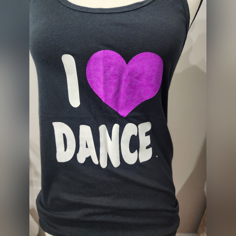 Black I love Dance tank